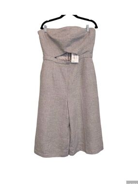 ASOS Fall Jumpsuit/Romper Womens 12 Gray Cut Out Strapless Wide Leg Flare NWT